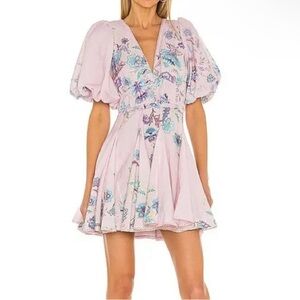 Hemant & Nandita floral Puff Sleeve Dress in Lilac